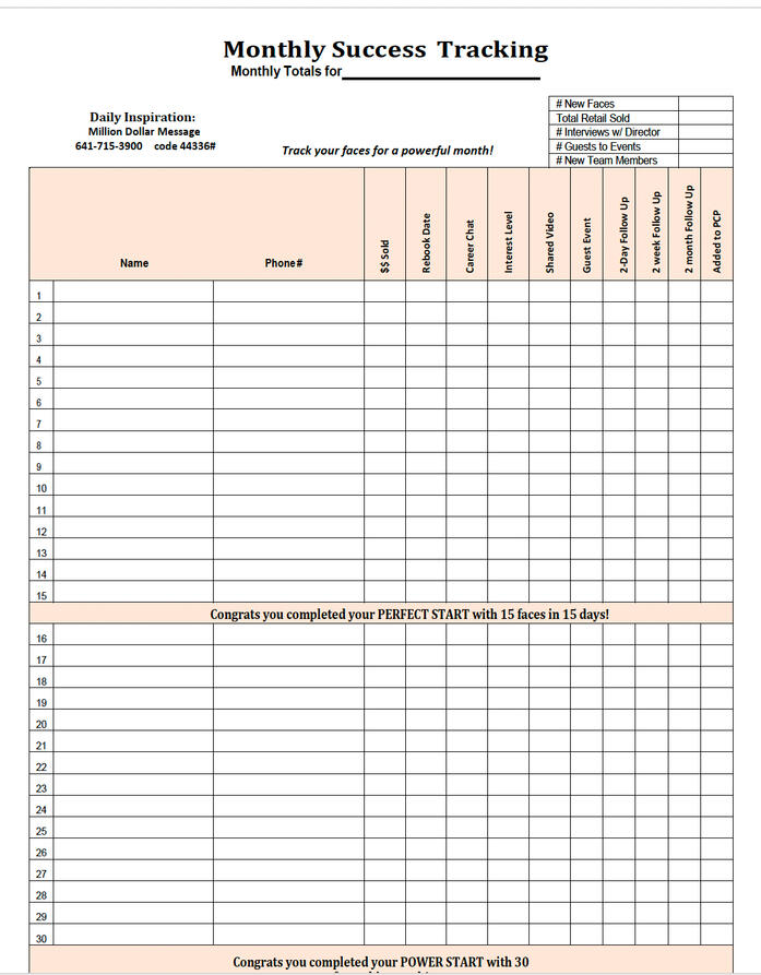 Monthly Success Tracking